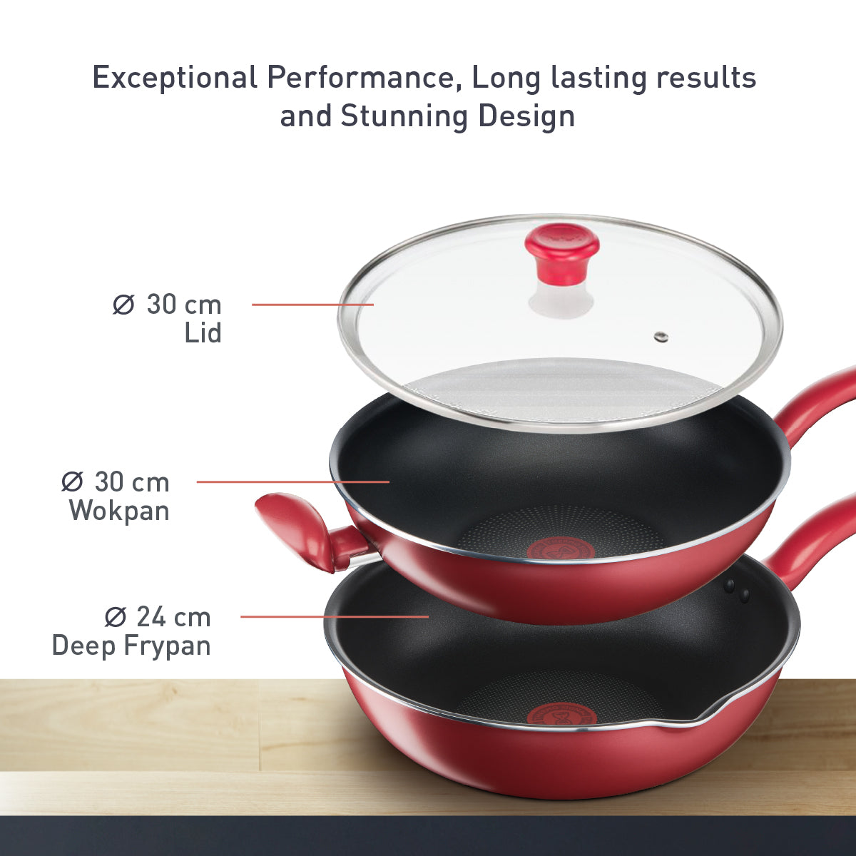 Tefal So Chef CW Set Wok Pan 30cm w/lid + Deep Frypan 24cm (G13594 + G13584) CWS311