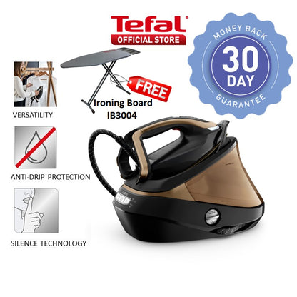 Tefal Pro Express Vision Steam Generator with Ironing Board GV9820 - 2800W, Up to 9 bar pressure, 750g/min steam boost, Smart LED vision, Auto Smart Steam, Made in France