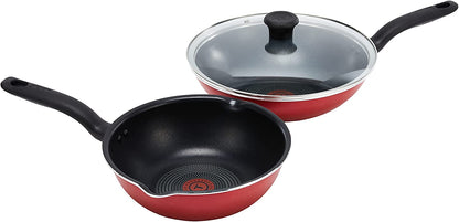 Tefal So Red 6pc Set (Frypan 20cm + Frypan 28cm + Wokpan 28cm With Lid + Deep Frypan 24cm + Spatula) C584S6