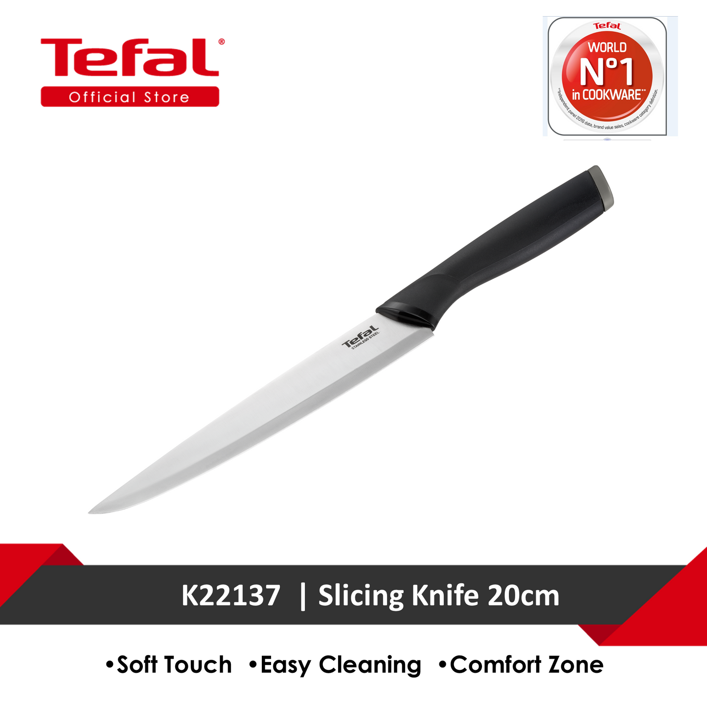 Tefal Comfort Slicing Knife 20cm with Cover K22137