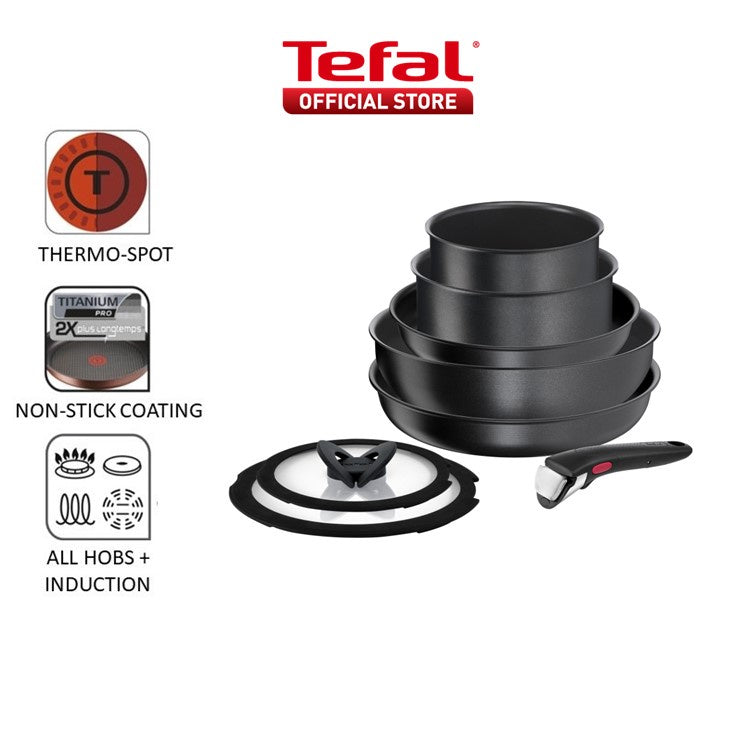 Tefal Ingenio Daily Chef Induction Frypan, Wok Pan, Cookware Set Black (3pcs/4pcs/8pcs)