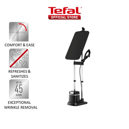 Tefal All-in-One Ironing IXEO+ Garment Steamer QT1510 - 3-position smart board, No burn - safe for all fabrics, removable base, 1L water tank, iron head