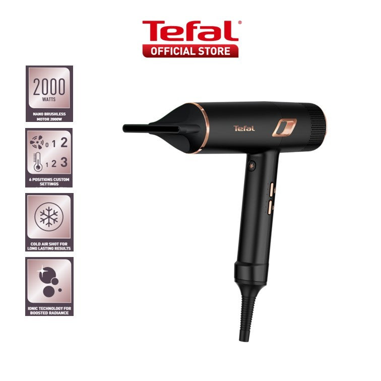 (NEW) Tefal Maestria Hair Dryer – 2000W Powerful, Lightweight, Ions Infused, Salon Grade, 3 Accessories Included HV9920
