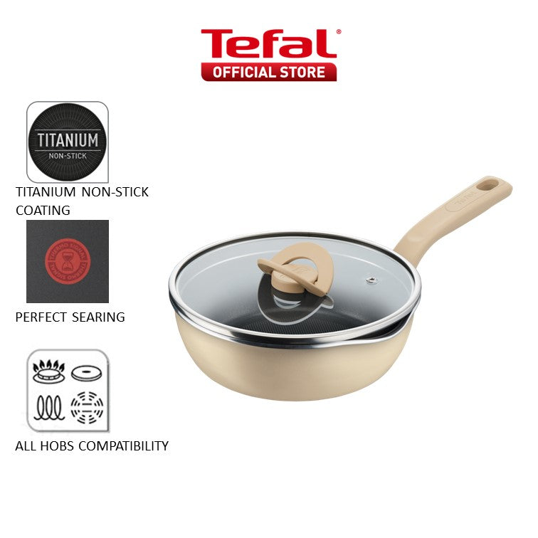 Tefal One Pick Pot Pan 22cm Wok Pan w/glass lid G16725/G16625/G16525