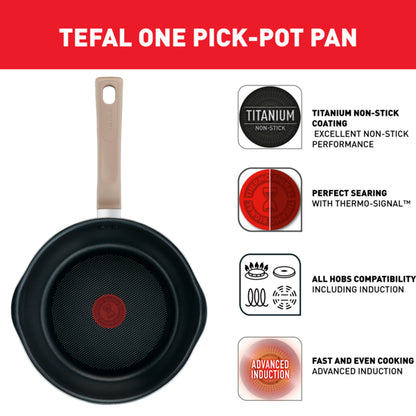 Tefal One Pick Pot Pan 22cm Wok Pan w/glass lid G16725/G16625/G16525