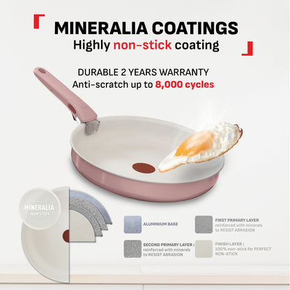 Tefal Ingenio Serenity Cookware Set - 4pc (Frypan 22cm + Frypan 28cm+ Saucepan 20cm + Handle)