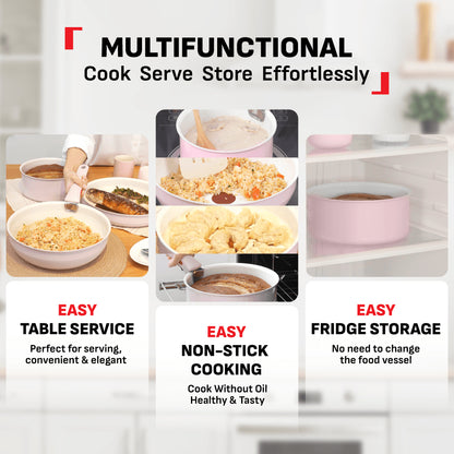 Tefal Ingenio Serenity Cookware Set - 4pc (Frypan 28cm + Wokpan 26cm+ Saucepan 20cm + Handle)