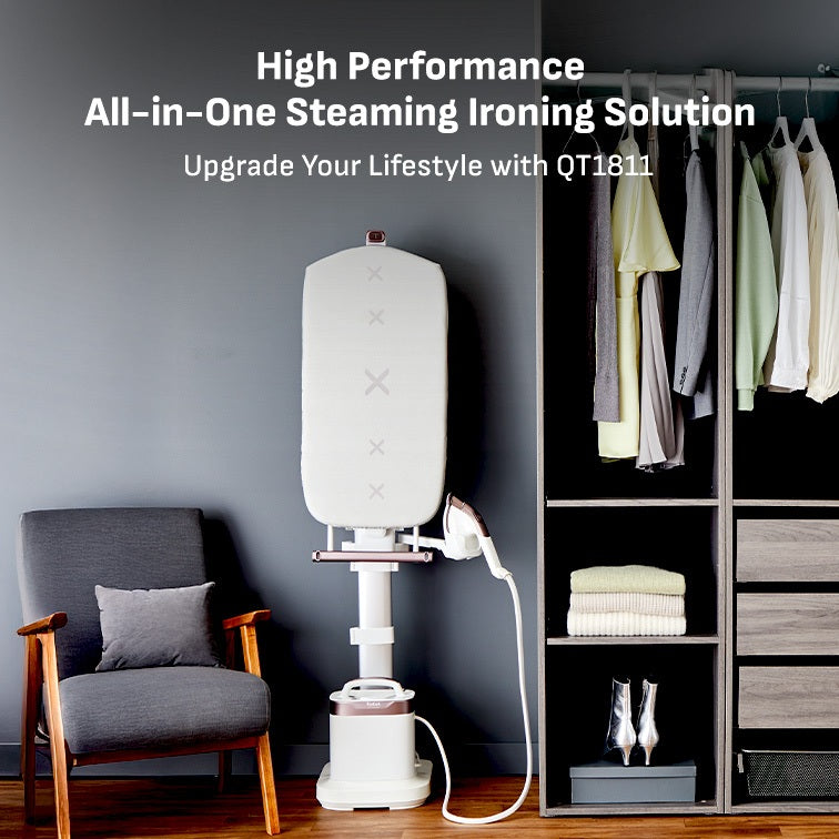 (NEW) Tefal IXEO Vision All-in-One Steaming Ironing Solution Garment Steamer QT1811 - 5 Angle Tilt Board, No Burns