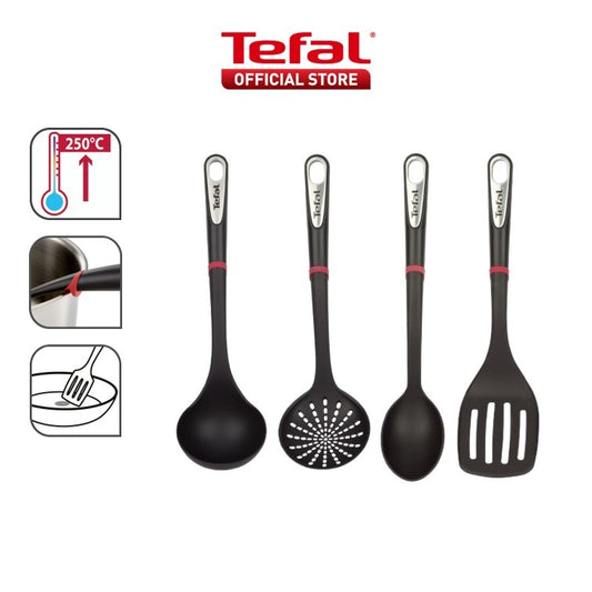 Tefal Ingenio Kitchen Tool 4pc Set - Spatula, Spoon, Ladle and Spoon K206S4