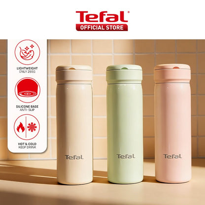 Tefal Mobility 450ml Vacuum Insulated Thermal Bottle - 6 hr Hot, 12 hr Cold, 316L Superior Stainless Steel, Leakproof