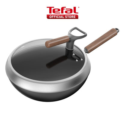 Tefal Tradition Pro Induction Wok Pan 30cm with Standing Lid  G62184 - Iron, Aluminium, Rust Free, Metal Utensil Scratch
