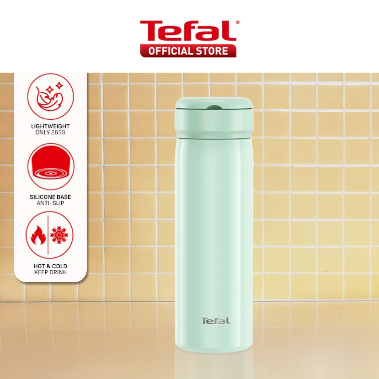 Tefal Mobility 450ml Vacuum Insulated Thermal Bottle - 6 hr Hot, 12 hr Cold, 316L Superior Stainless Steel, Leakproof