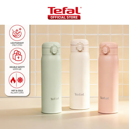 Tefal Easy to Go 500ml Vacuum Insulated Thermal Bottle - 6 hr Hot, 12 hr Cold, 316L Superior Stainless Steel, Leakproof