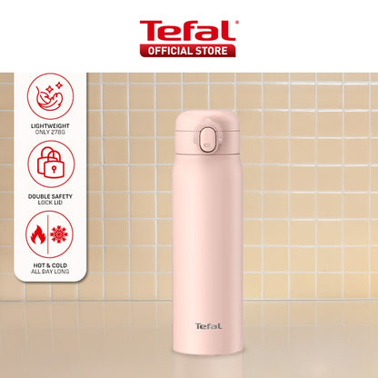 Tefal Easy to Go 500ml Vacuum Insulated Thermal Bottle - 6 hr Hot, 12 hr Cold, 316L Superior Stainless Steel, Leakproof