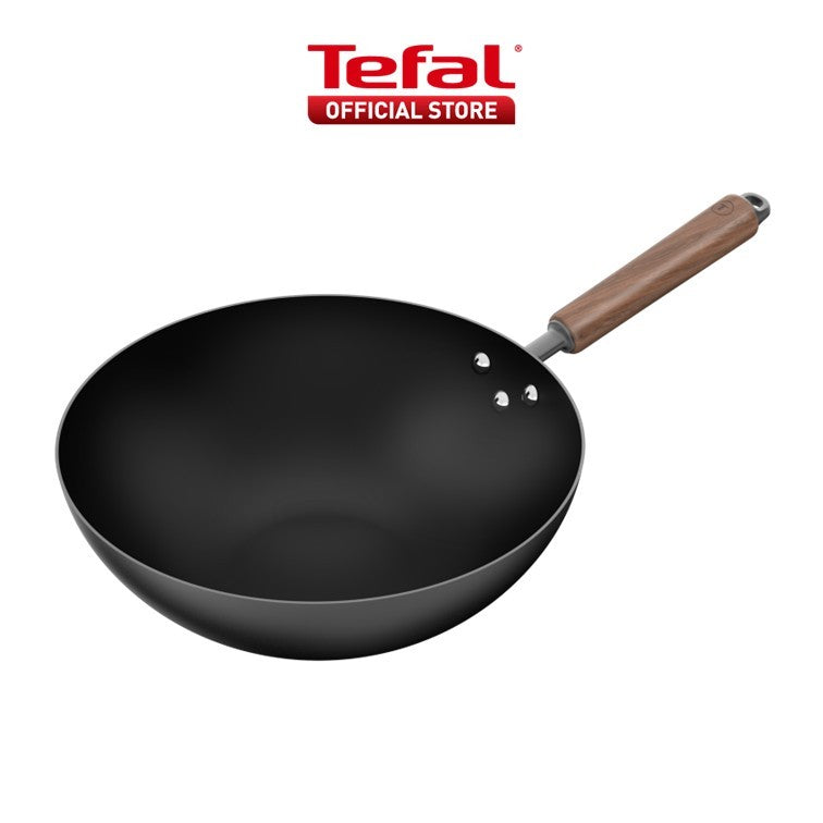 Tefal Tradition Pro Induction Wok Pan 30cm with Standing Lid  G62184 - Iron, Aluminium, Rust Free, Metal Utensil Scratch