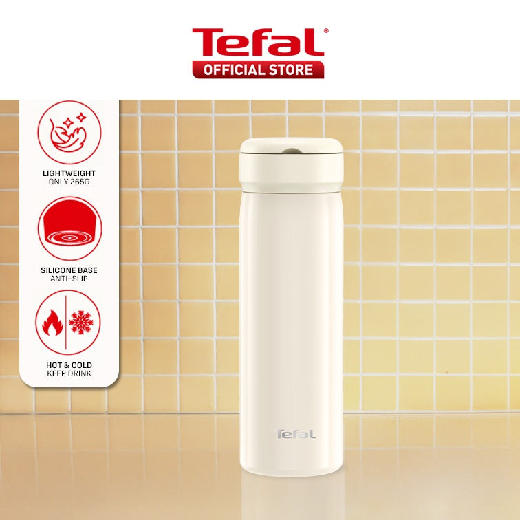 Tefal Mobility 450ml Vacuum Insulated Thermal Bottle - 6 hr Hot, 12 hr Cold, 316L Superior Stainless Steel, Leakproof