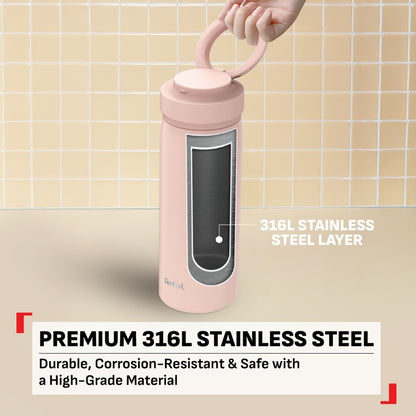 Tefal Mobility 450ml Vacuum Insulated Thermal Bottle - 6 hr Hot, 12 hr Cold, 316L Superior Stainless Steel, Leakproof