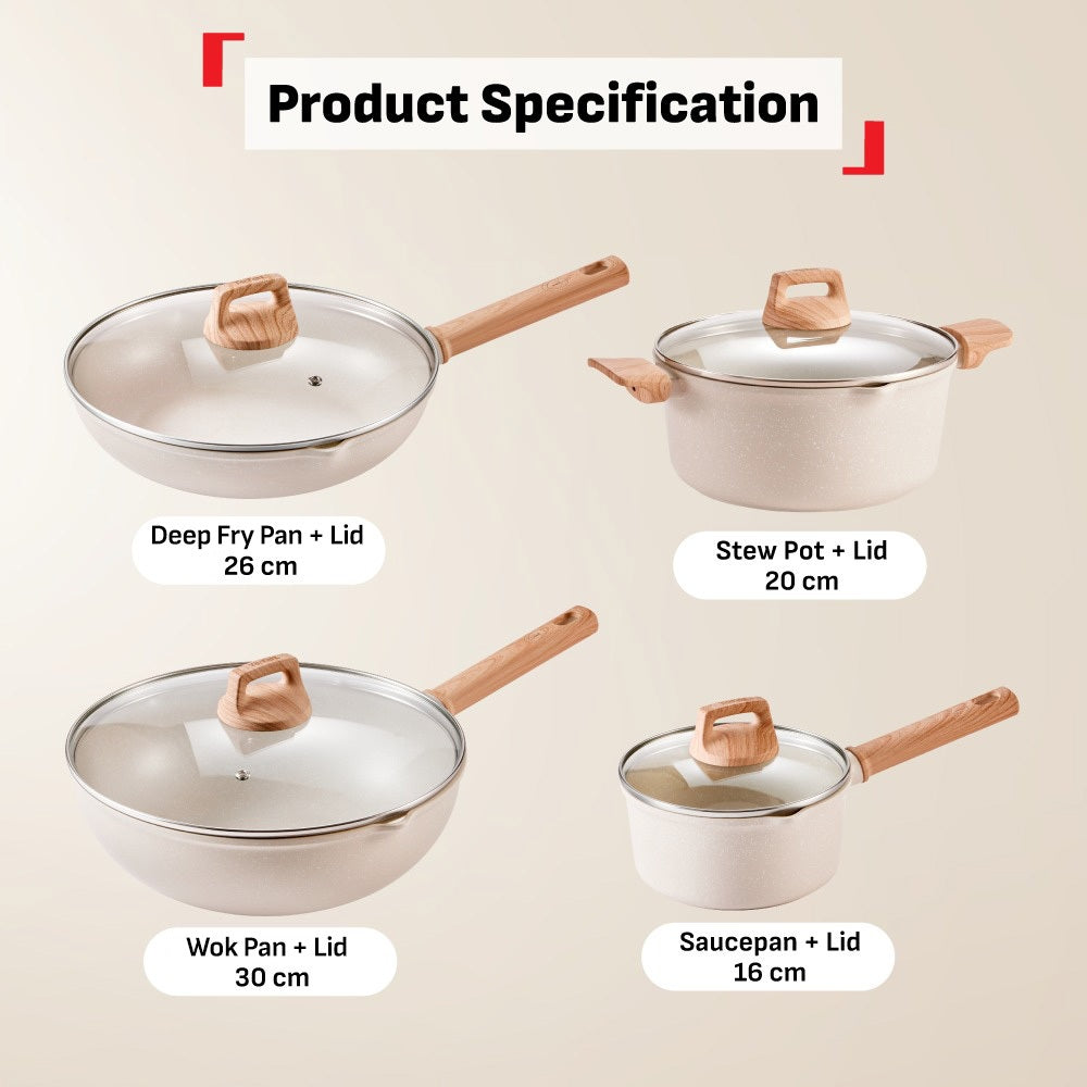 Tefal Cristalia Plus Deep Fry Pan 26cm / Saucepan 16cm / Stew Pot 20cm / Wok Pan 30cm
