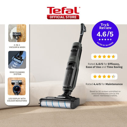 Tefal X-Clean 4/5 Wet & Dry Handstick Vacuum GF5035/GF5436 - 2-in-1 Vacuum & Wash, Edge Cleaning, Self-Cleaning, Smart Dirt Detection, LED Display