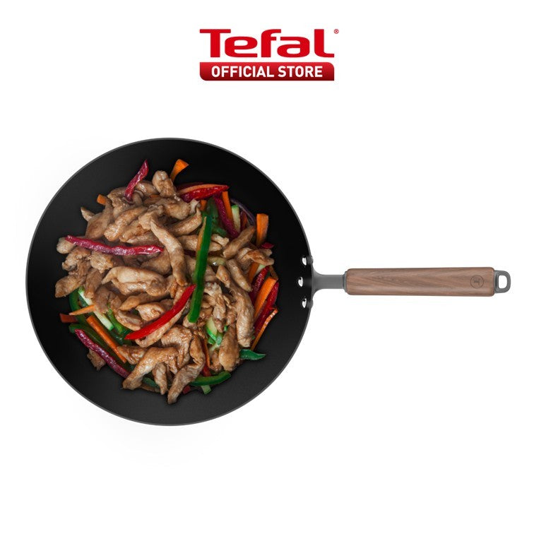 Tefal Tradition Pro Induction Wok Pan 30cm with Standing Lid  G62184 - Iron, Aluminium, Rust Free, Metal Utensil Scratch