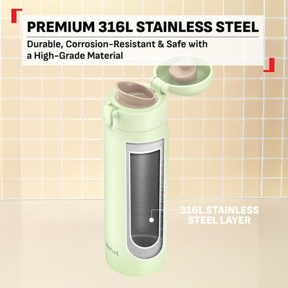Tefal Easy to Go 500ml Vacuum Insulated Thermal Bottle - 6 hr Hot, 12 hr Cold, 316L Superior Stainless Steel, Leakproof