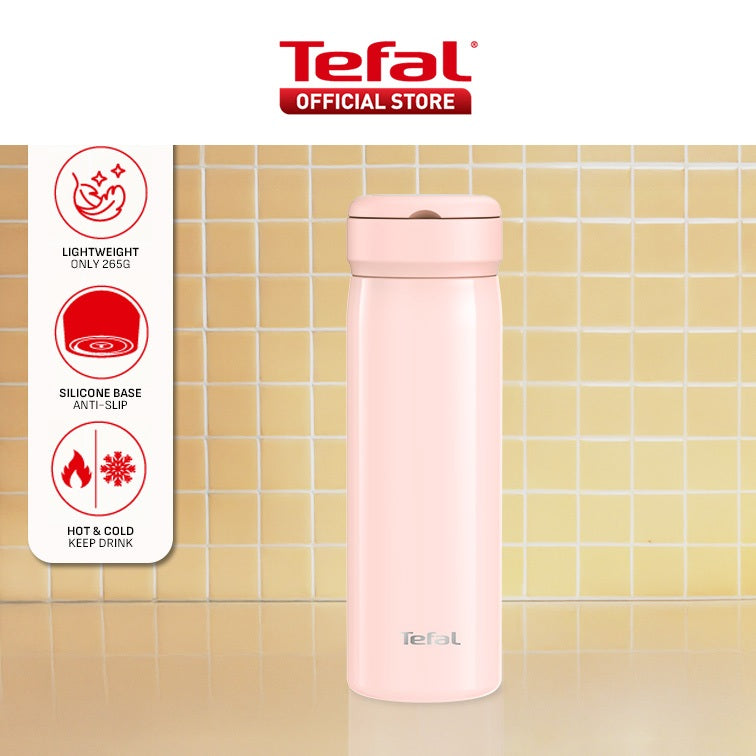 Tefal Mobility 450ml Vacuum Insulated Thermal Bottle - 6 hr Hot, 12 hr Cold, 316L Superior Stainless Steel, Leakproof