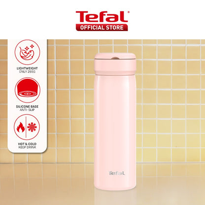 Tefal Mobility 450ml Vacuum Insulated Thermal Bottle - 6 hr Hot, 12 hr Cold, 316L Superior Stainless Steel, Leakproof