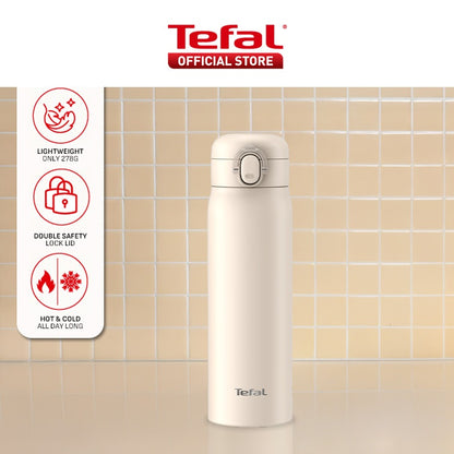 Tefal Easy to Go 500ml Vacuum Insulated Thermal Bottle - 6 hr Hot, 12 hr Cold, 316L Superior Stainless Steel, Leakproof