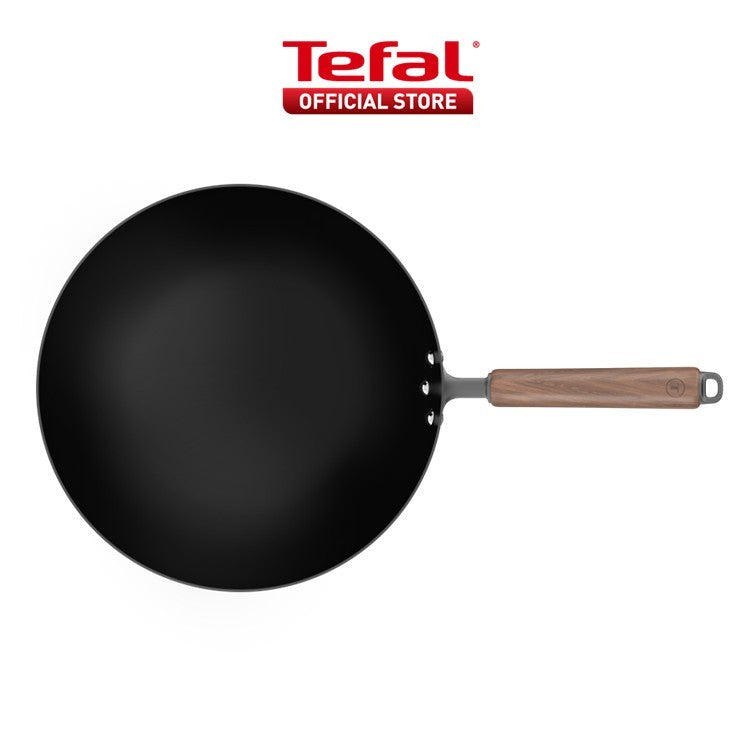 Tefal Tradition Pro Induction Wok Pan 30cm with Standing Lid  G62184 - Iron, Aluminium, Rust Free, Metal Utensil Scratch