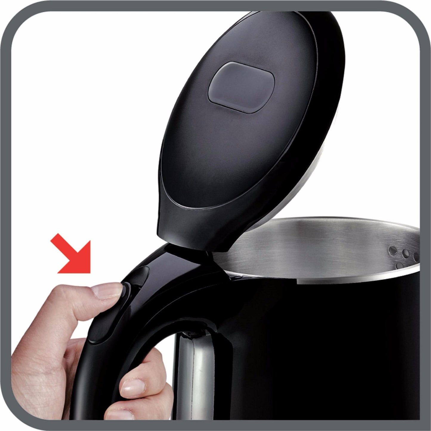 Tefal Safe Tea Kettle 1.7L Black KO2608  Double layer insulation, Safe to touch, 360 degrees rotational base, auto off